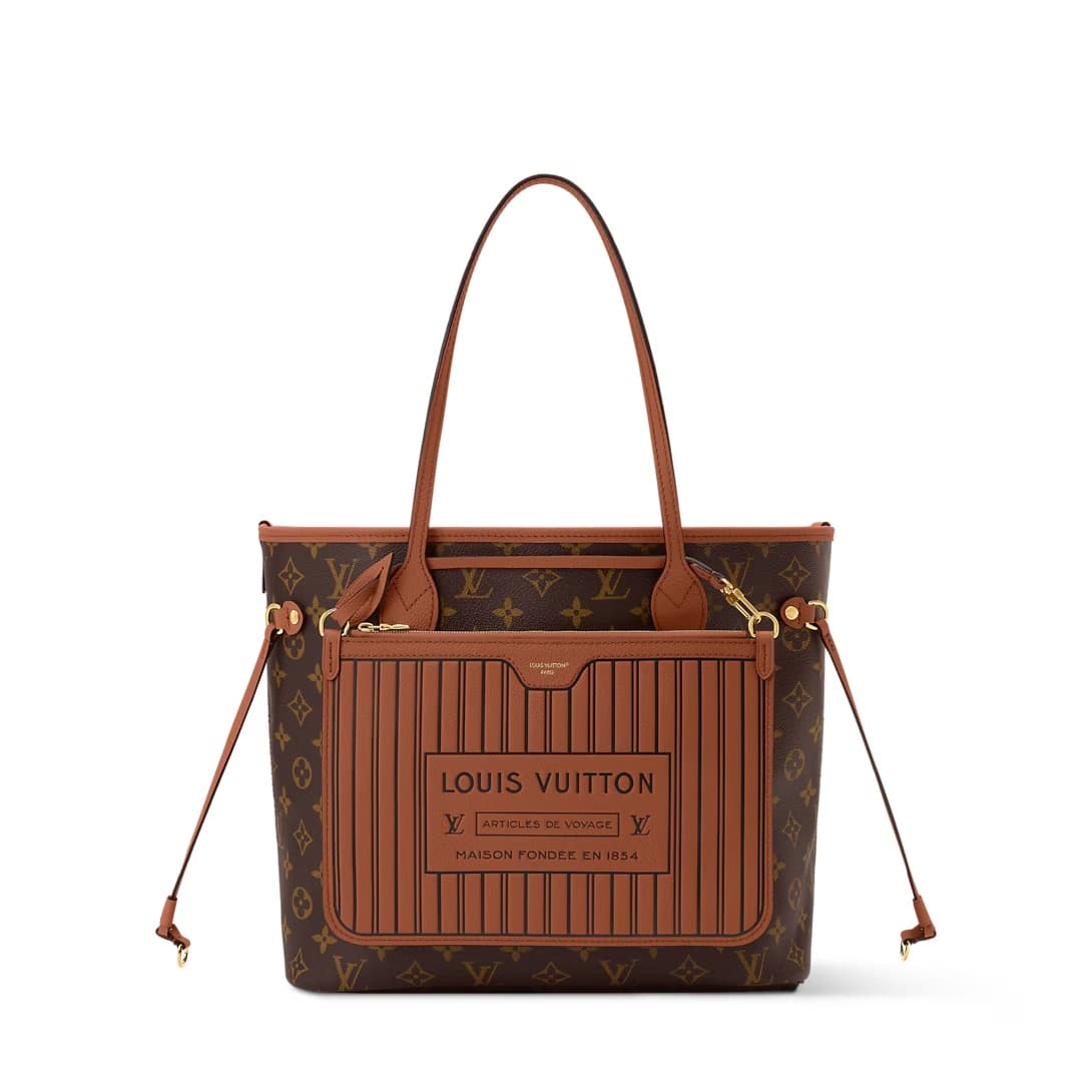 Louis Vuitton Neverfull Inside Out MM Tan Cowhide Leather/Monogram Coated Canvas M12061 TOP