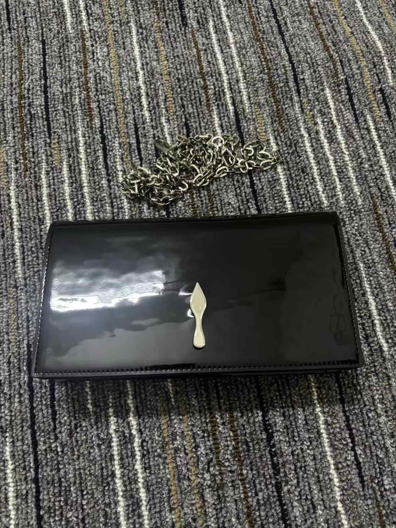 Christian Louboutin Bettina Clutch Patent Calf Leather Black High