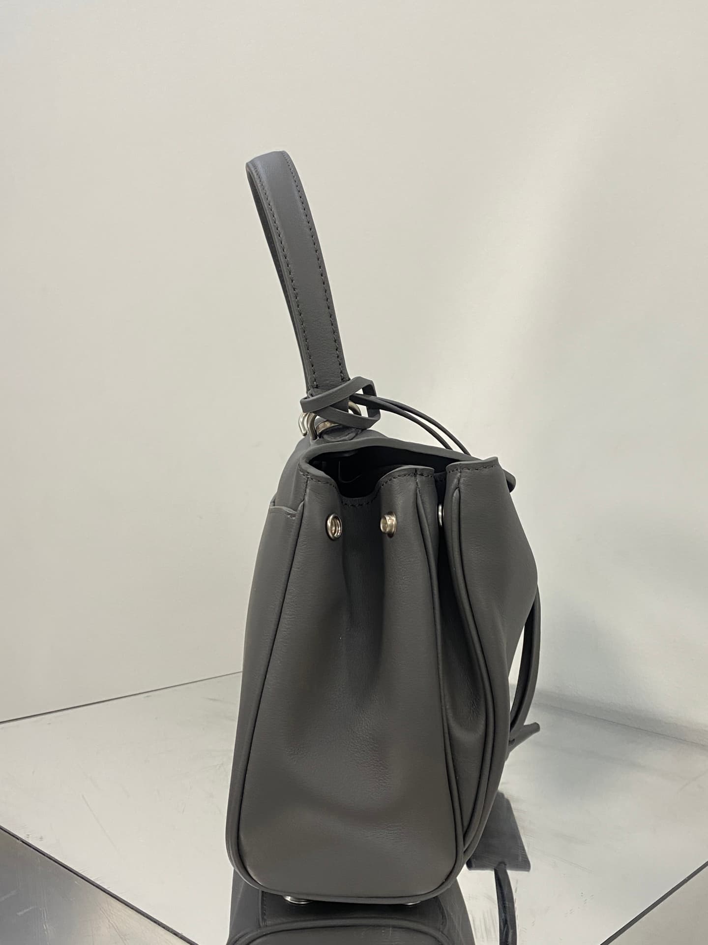 Balenciaga Rodeo Small Bag in Grey Leather With Silver-Tone Metal TOP