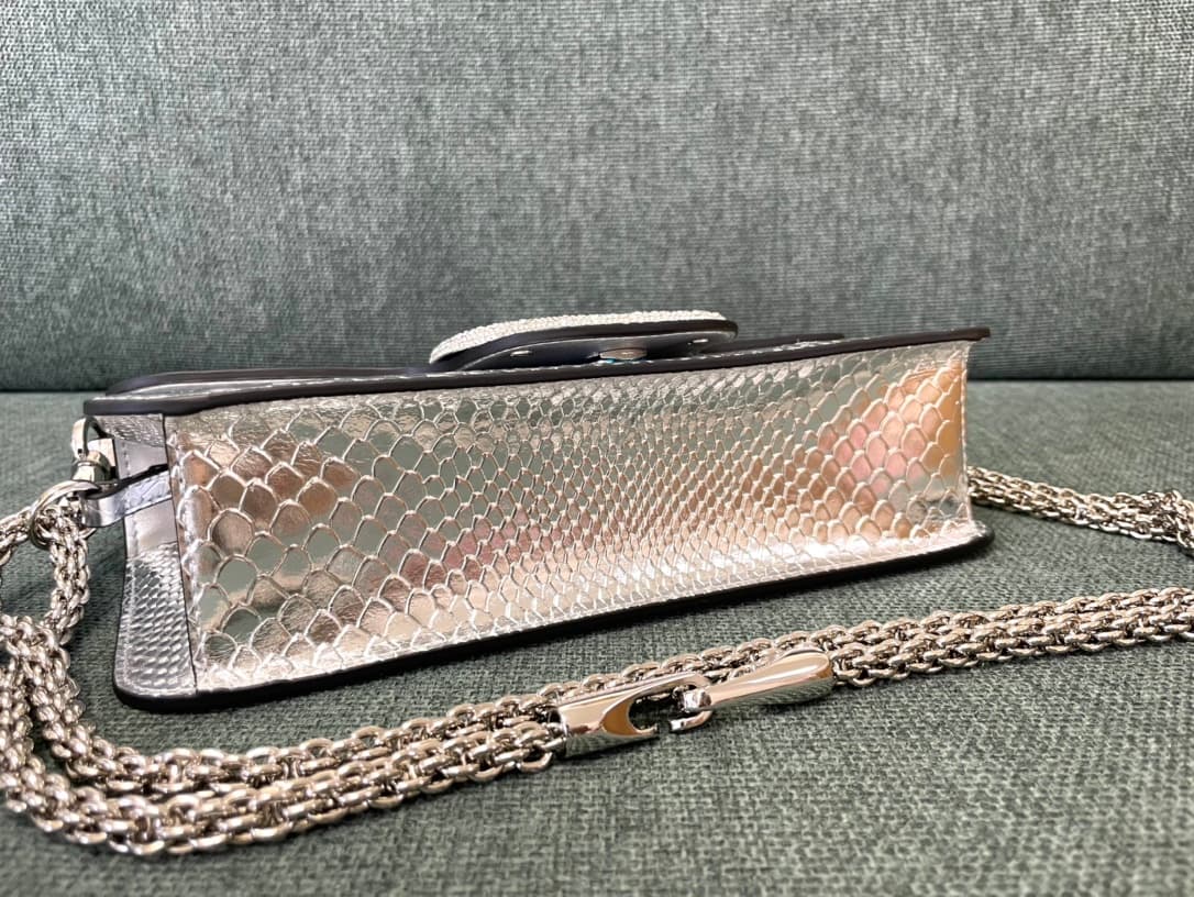Valentino Garavani MINILOC small shoulder bag 1133S Calfskin Silver High