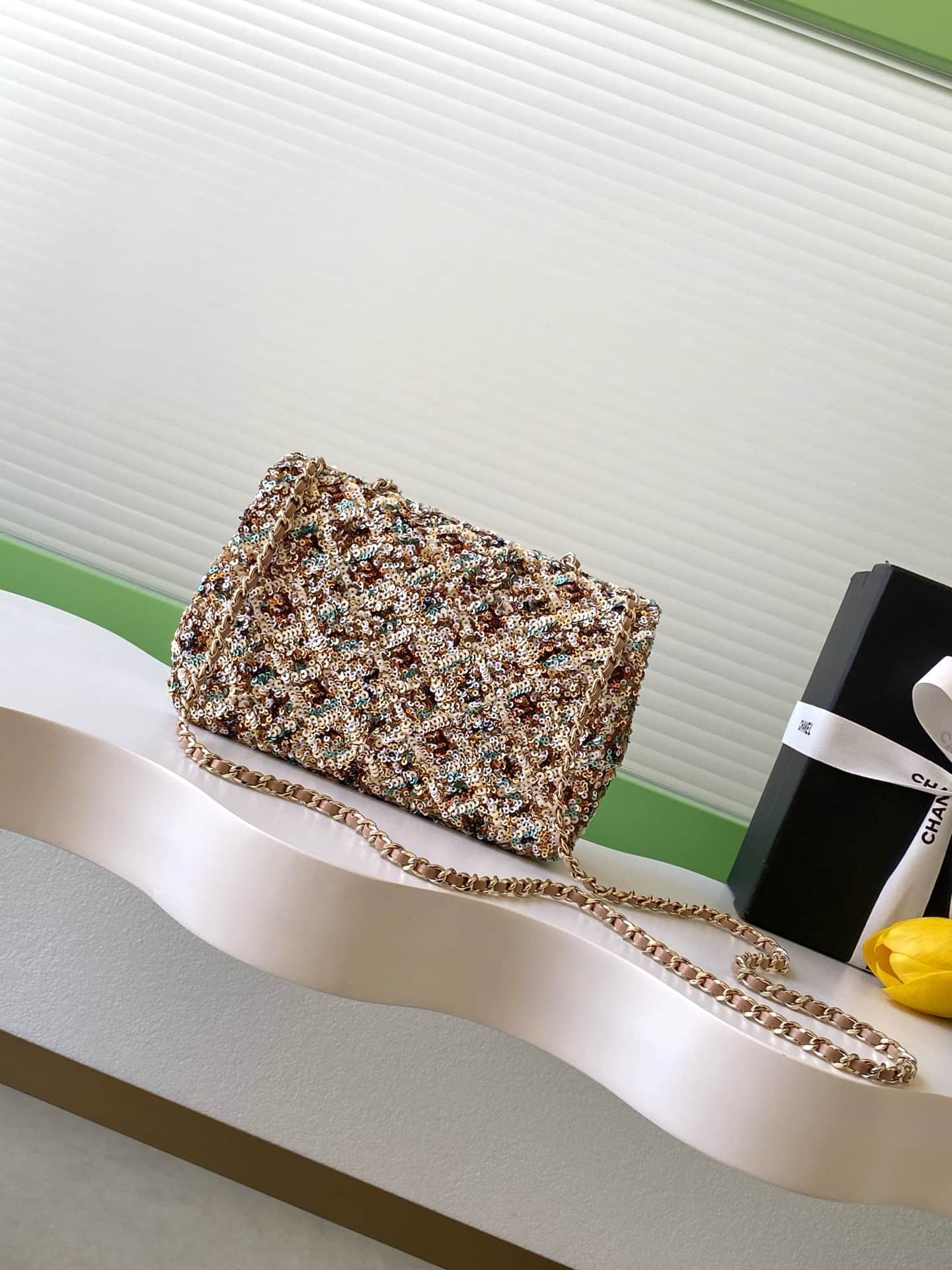 Chanel Flap Bag Sequins & Gold-Tone Metal AS4561  A