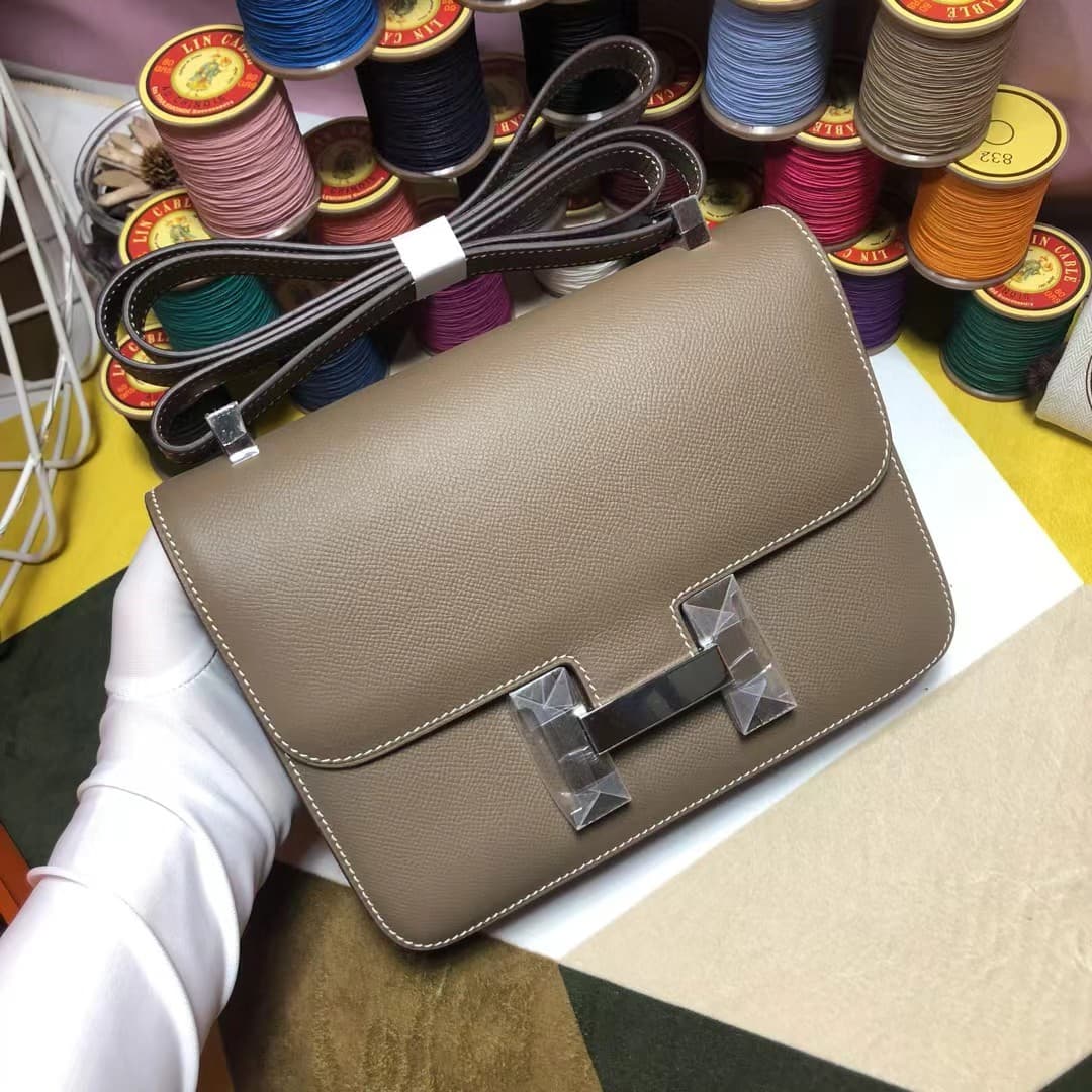 Hermes Mini Constance 18cm/24cm Epsom Bag WAX Etoupe High