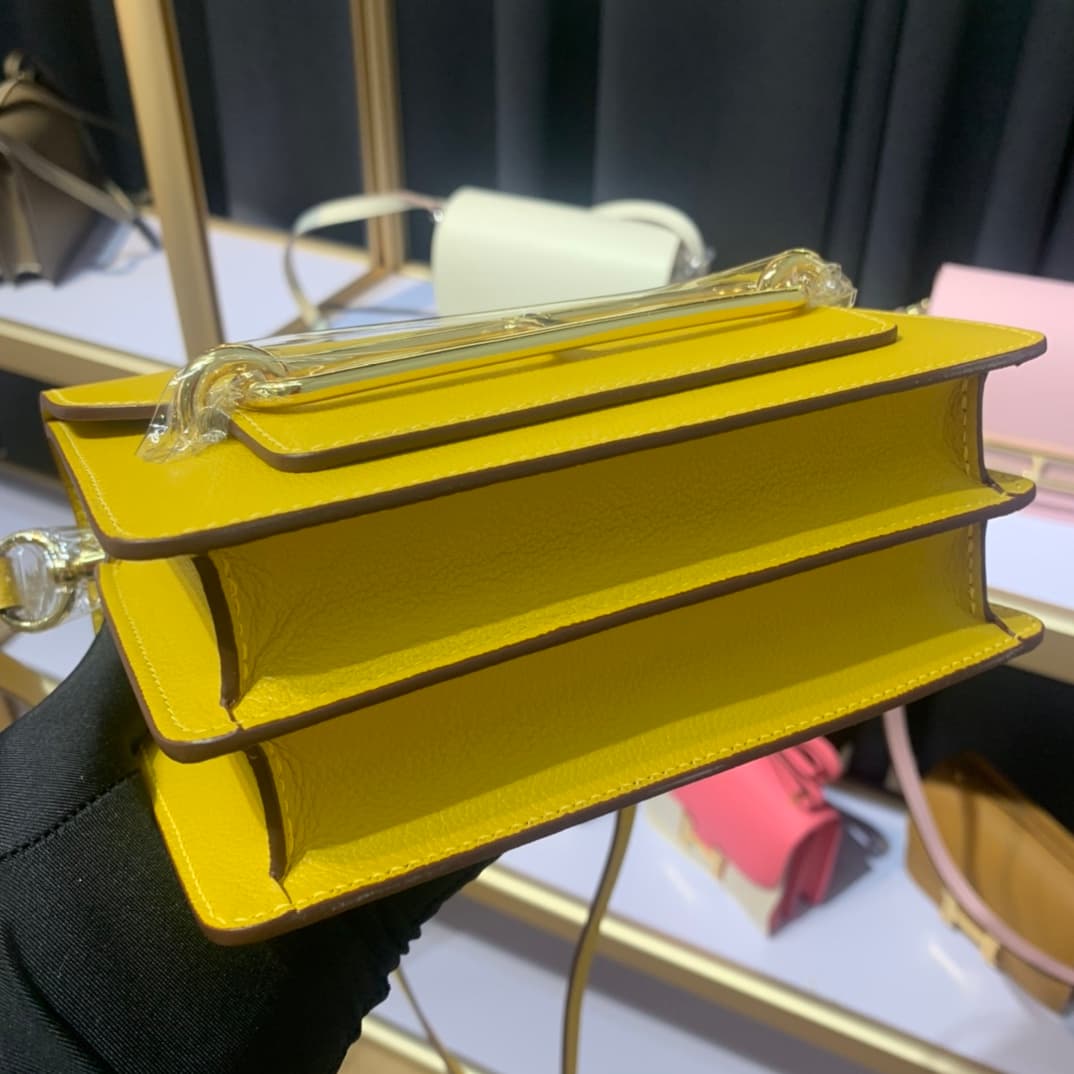 Hermes Roulis wallet in Jaune Ambre Calfskin Etoupe WAX Gold/Silver-Metal High