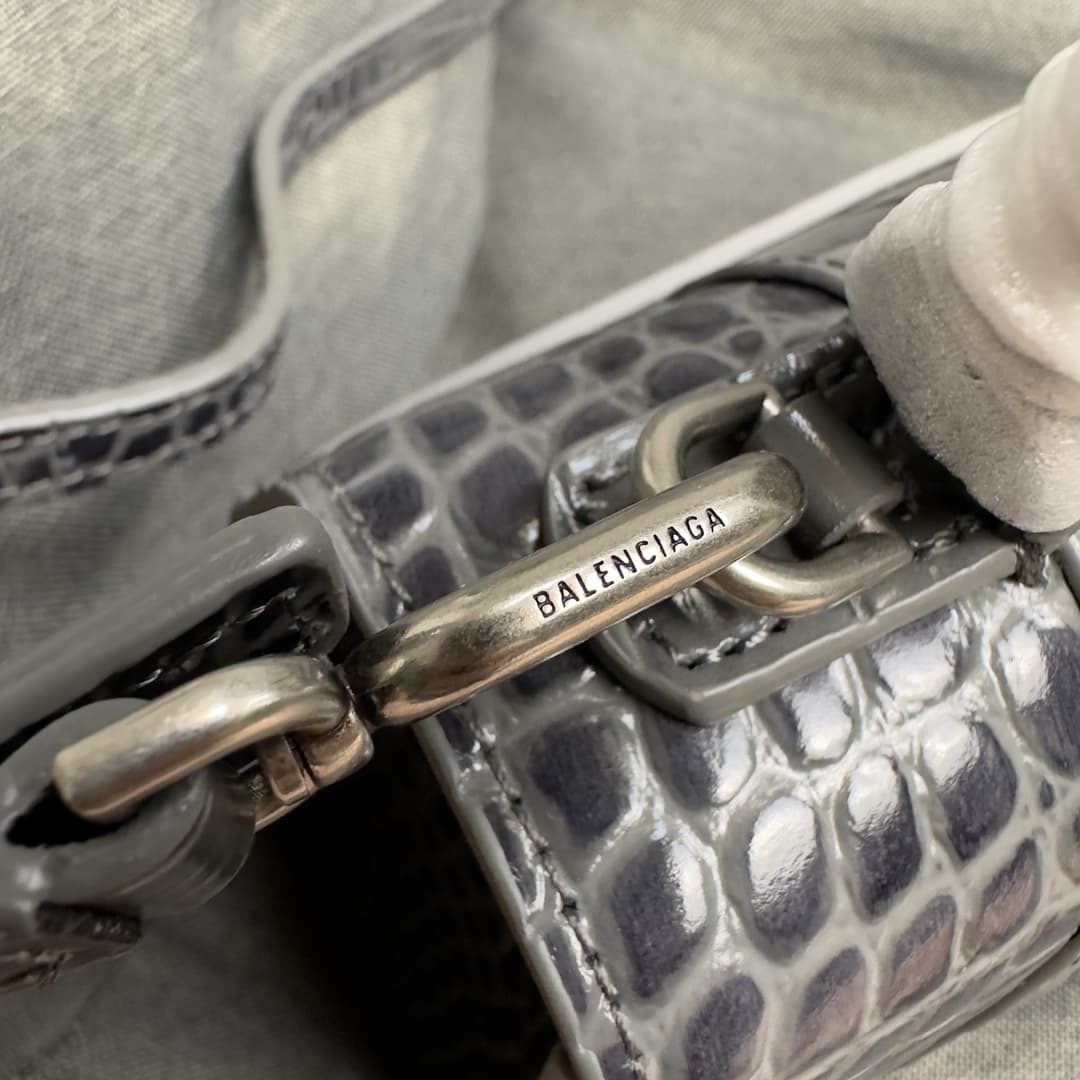 WOMEN'S HOURGLASS S TOP HANDLE BAG Crocodile Grey High
