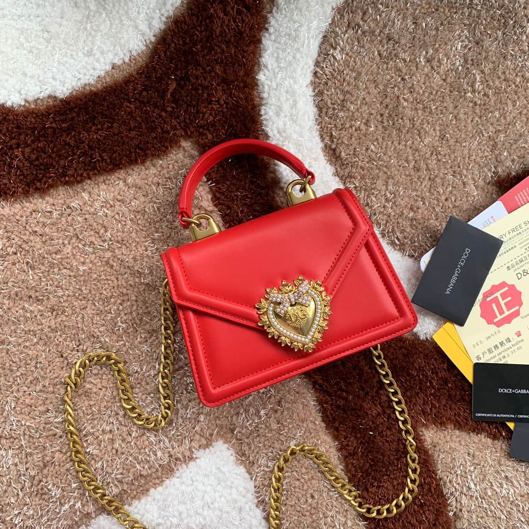 Dolce & Gabbana Small Devotion bag in smooth calfskin in Red High