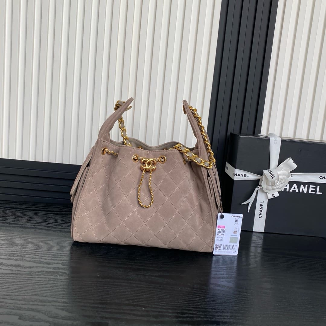 Chanel 25 Small Hobo handbag AS5293 Suede & gold-tone metal Beige A