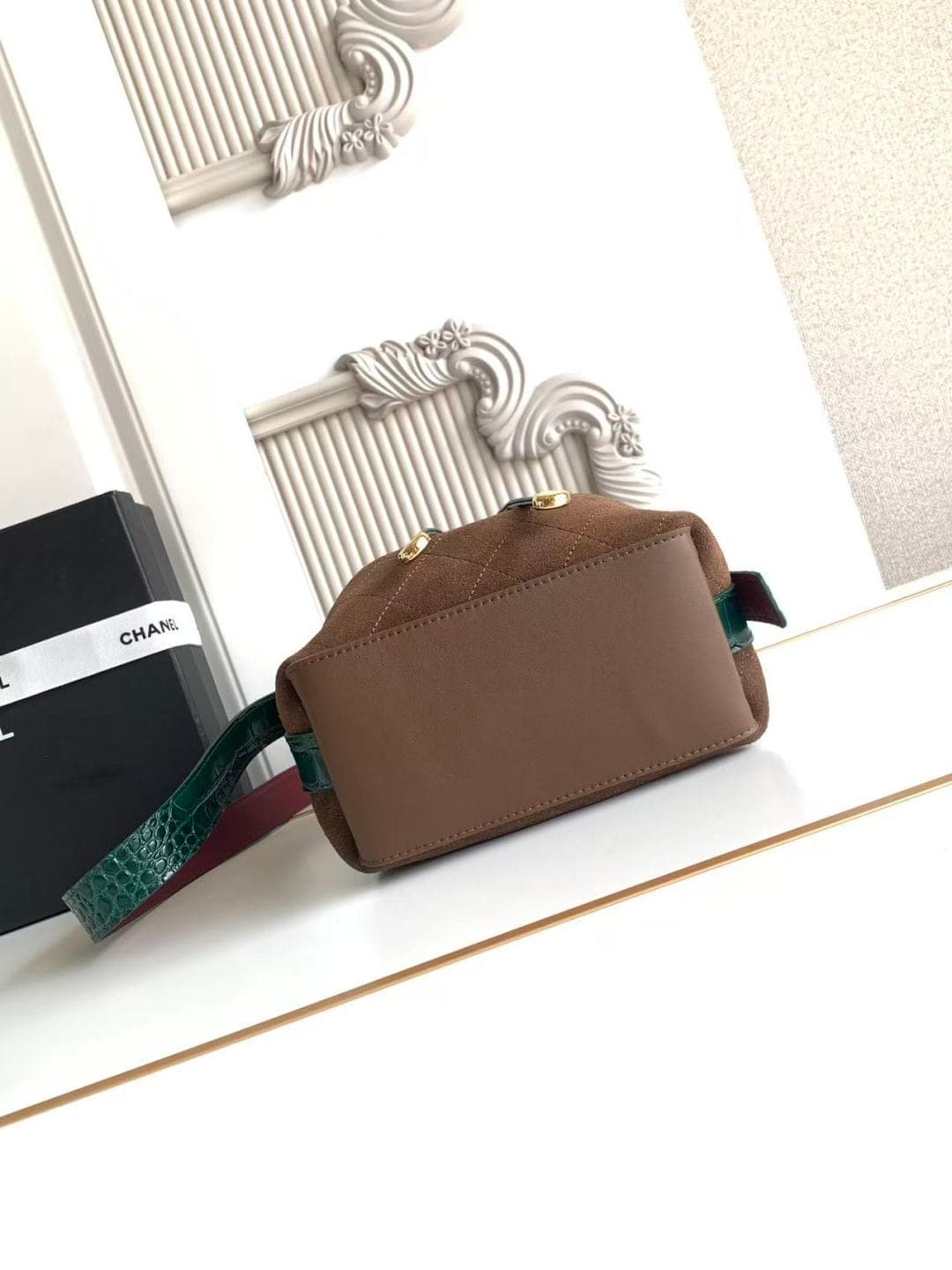 Chanel Small Bucket Bag Suede Calfskin & Gold-Tone Metal Coffee AS6537 A