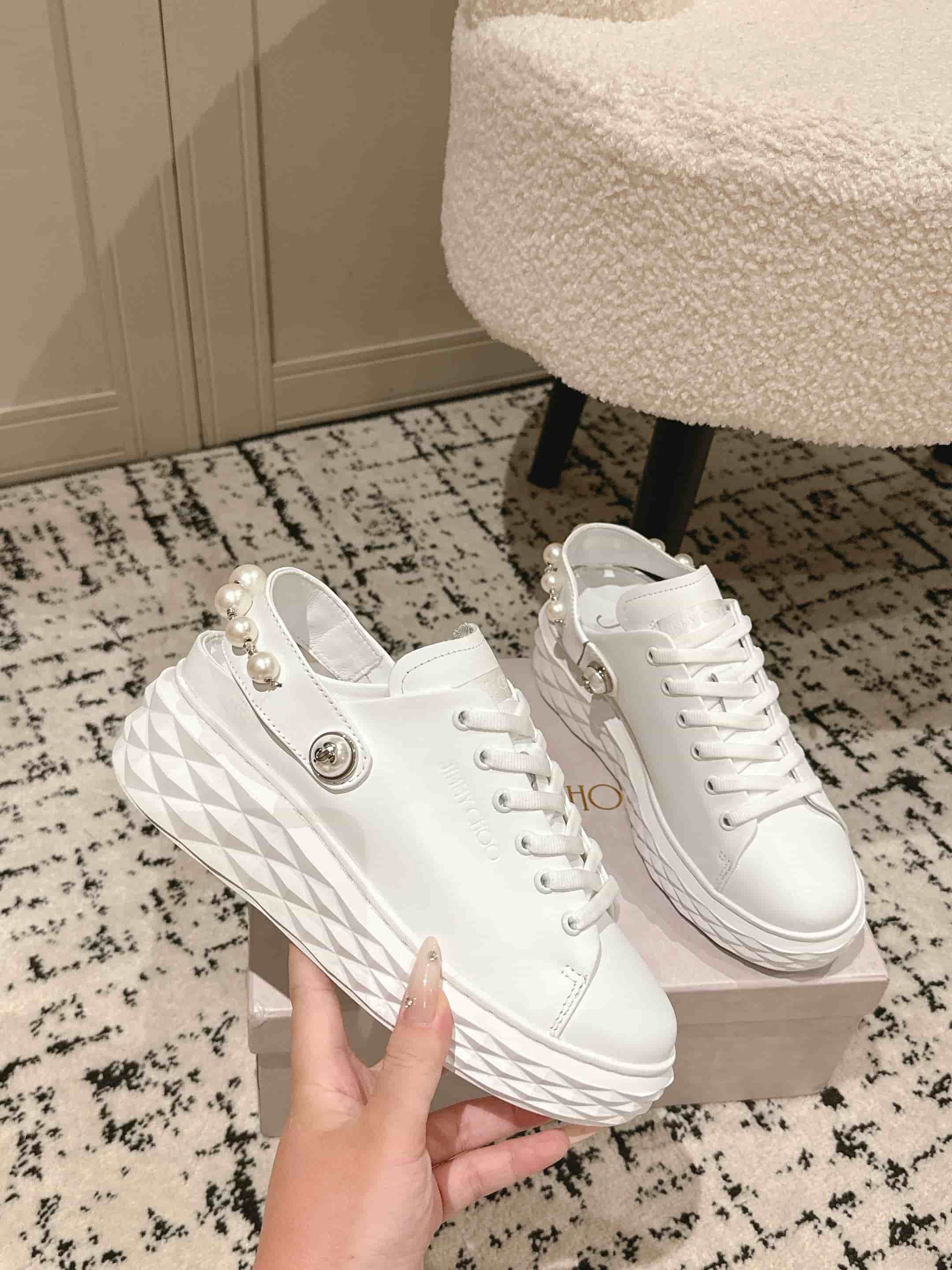 Jimmy Choo Diamond Maxi Crystal Nappa Leather Trainer shoes Women