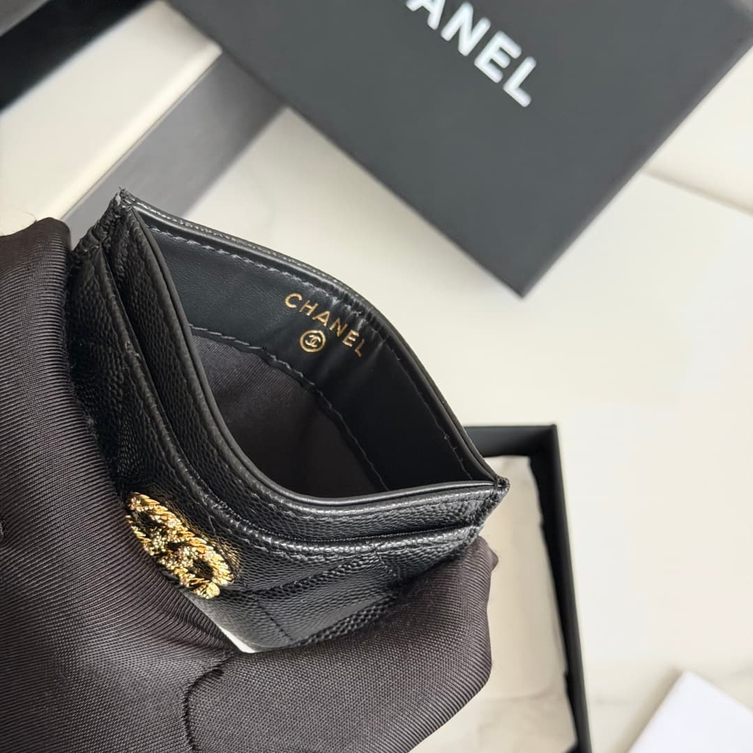 Chanel Card Holder Grained Calfskin Strass& Gold-Tone Metal AP5072 High