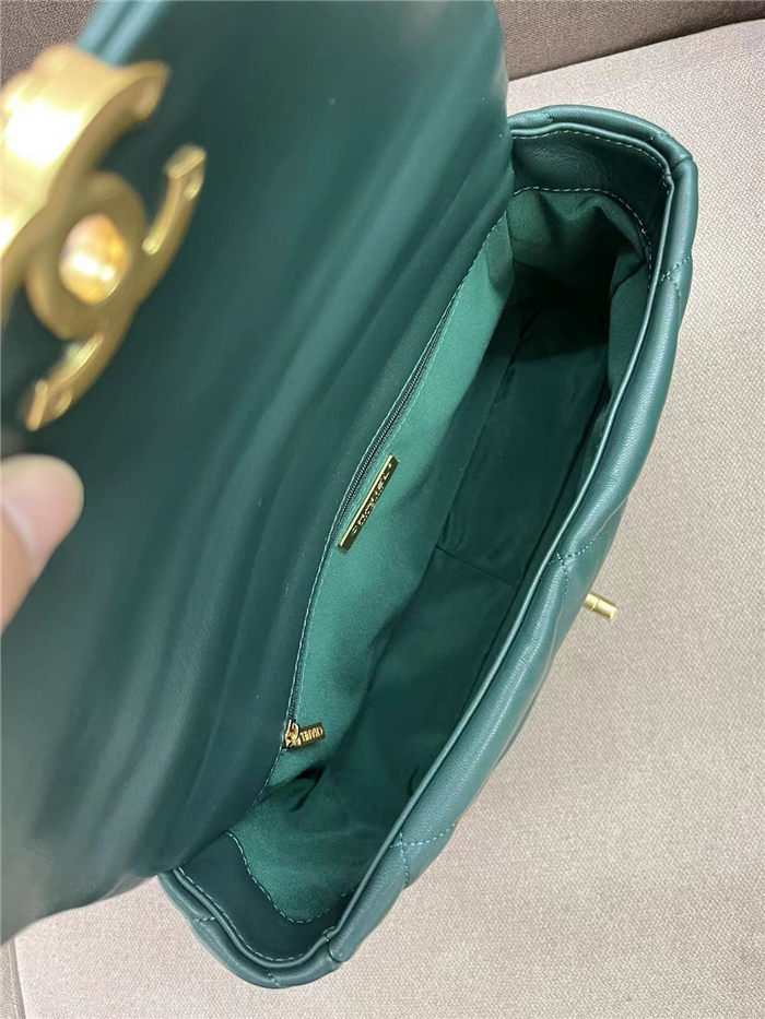 Large Chanel 19 Flap Bag Lambskin Ocean Blue High