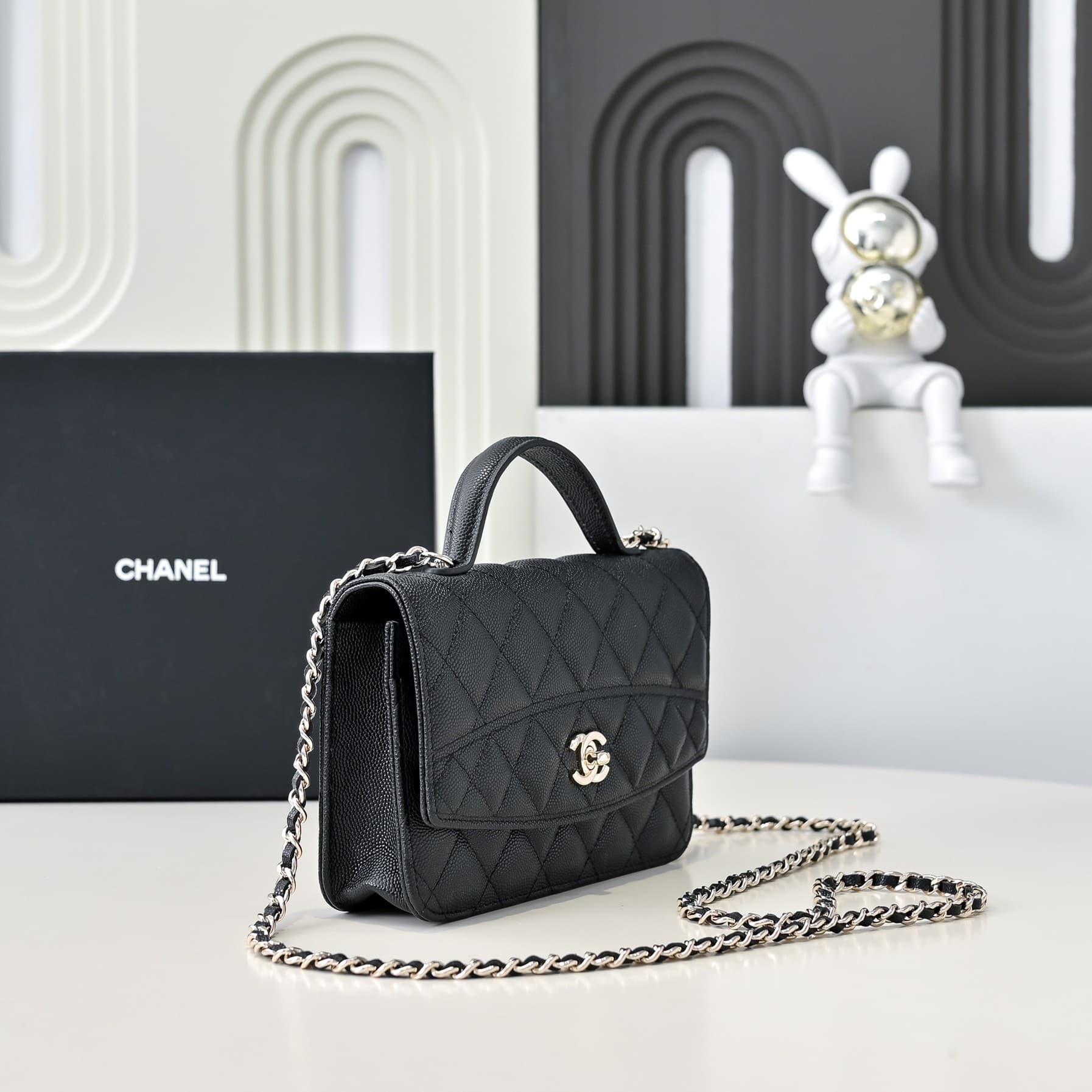 Chanel Wallet on Chain Grained Calfskin & Gold-Tone Metal Black AP4401 A