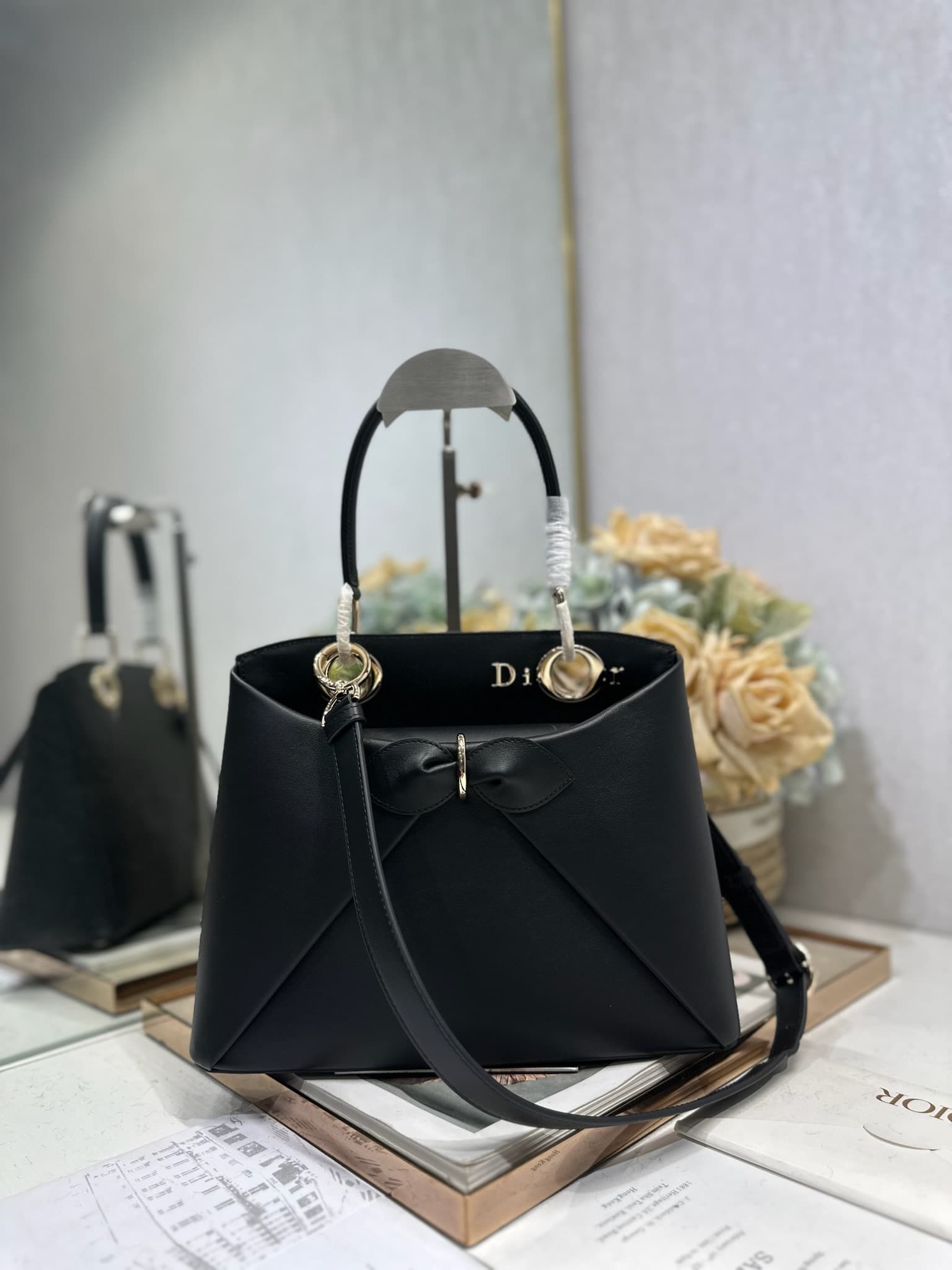 Small Dior Cigale Bag Black Shiny Supple Calfskin High