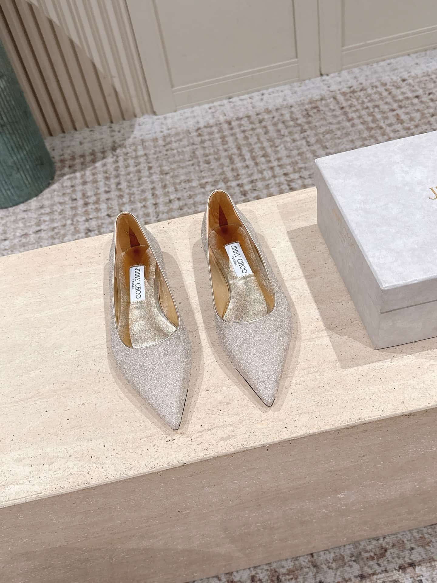 Jimmy Choo Romy Dusty Glitter Flats