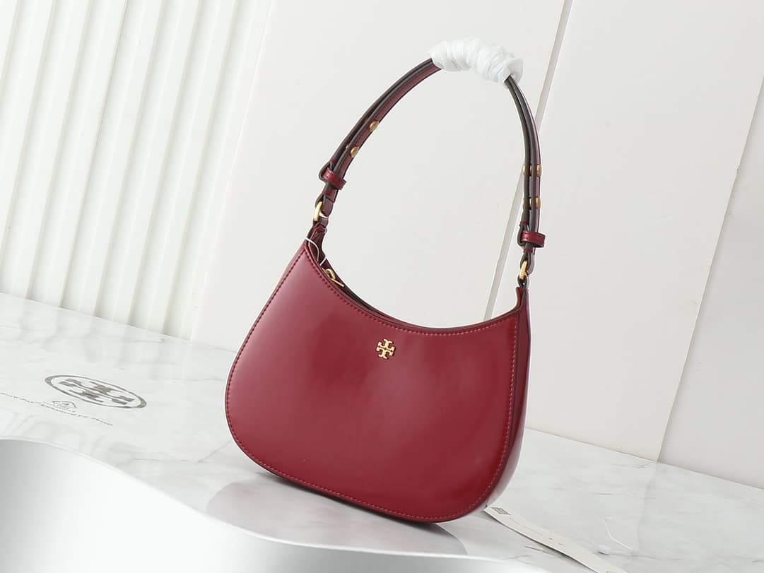 Tory Burch Emerson Small Patent Zip Shoulder Bag in Lipstick Red High