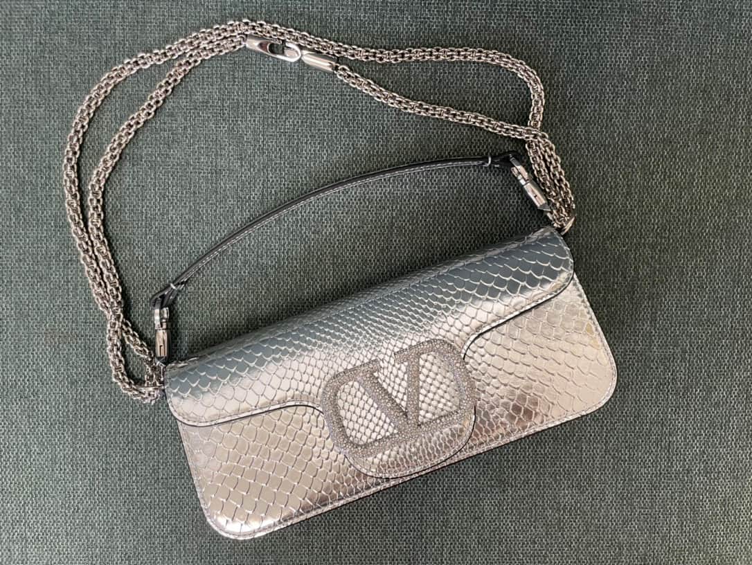Valentino Garavani MINILOC small shoulder bag 1133S Calfskin Silver High