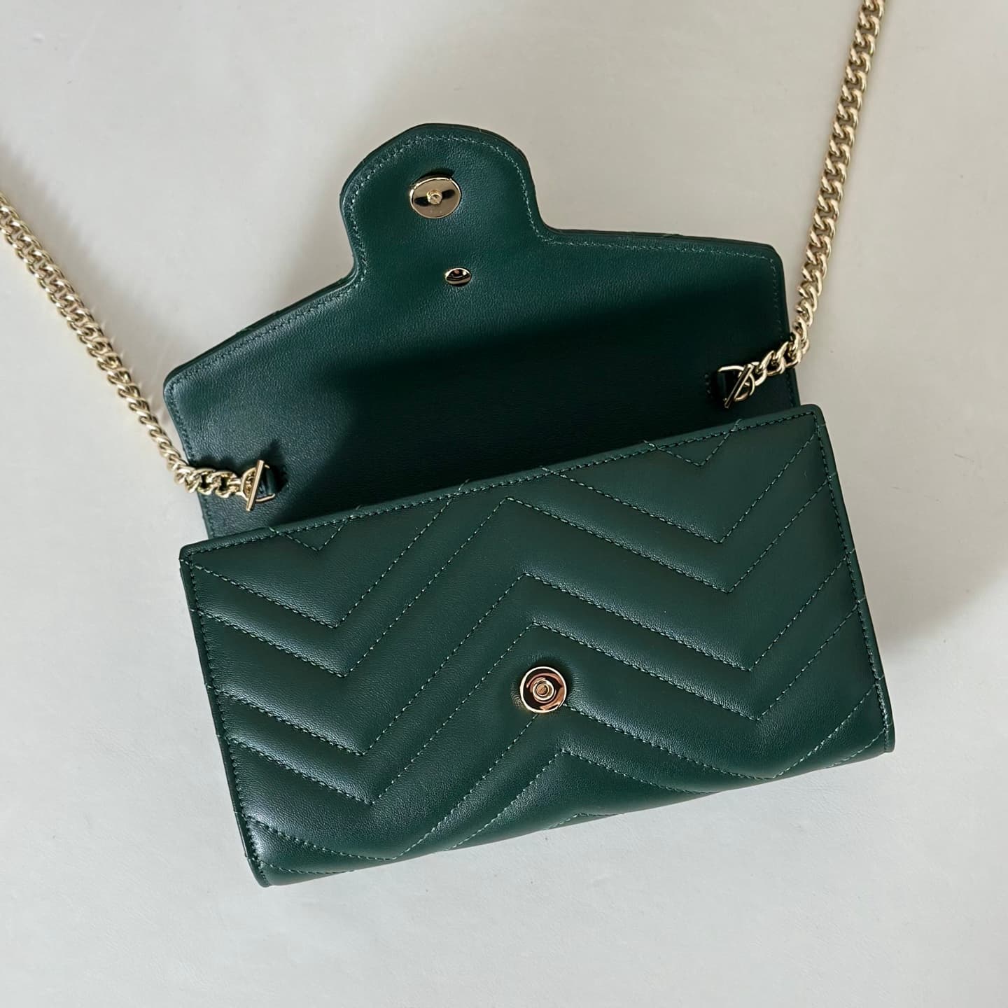 Gucci Marmont wallet on chain ‎Lambskin Drak Green 837745 High