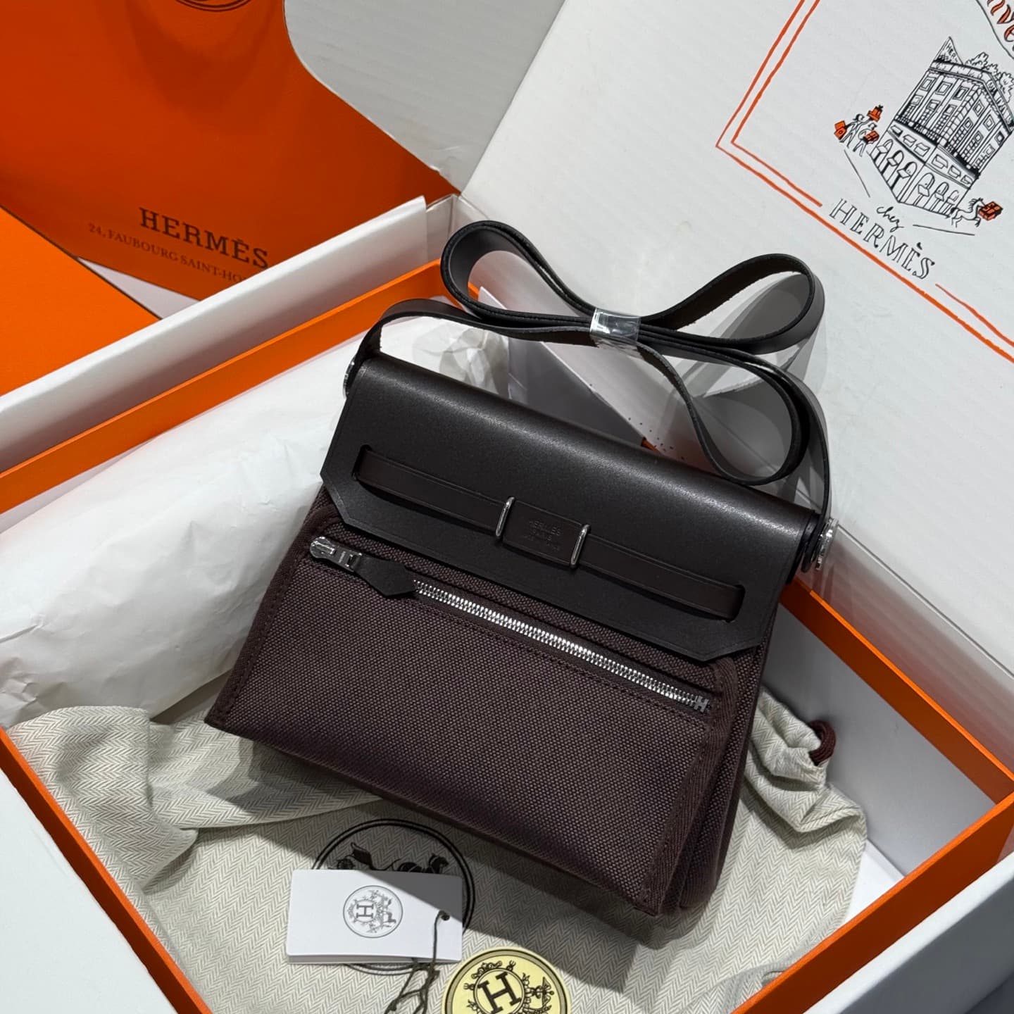 Hermes Herbag Zip Mini 20 bag Canvas and Leather Top