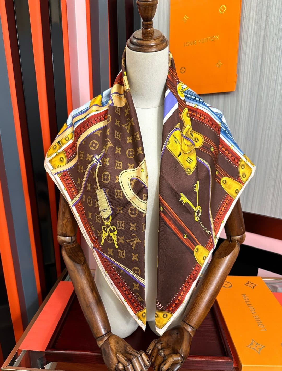 Louis Vuitton Strap and Trunk Square 90 scarf