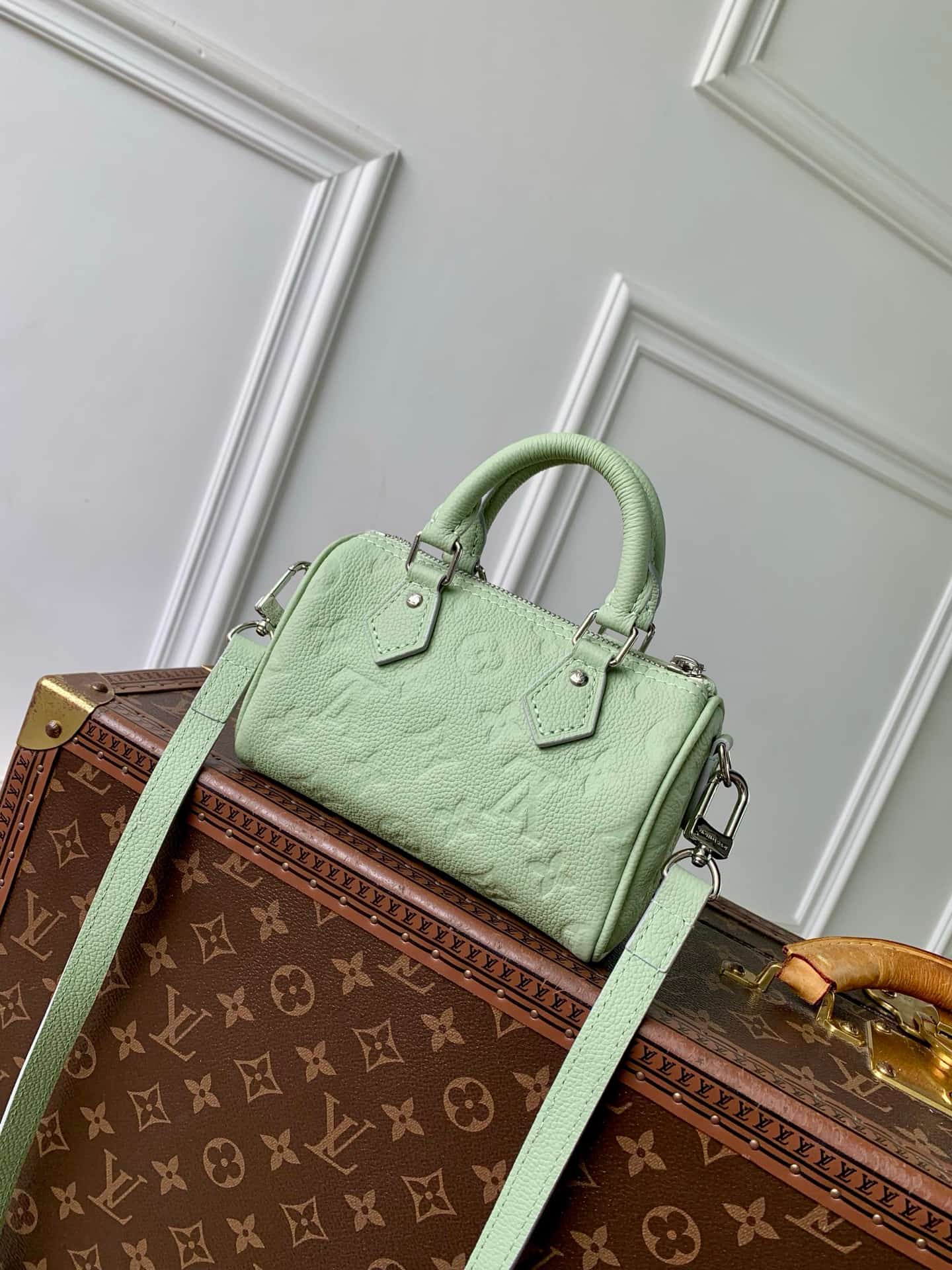 Louis Vuitton Nano Speedy Minty Cowhide leather M2A387 High