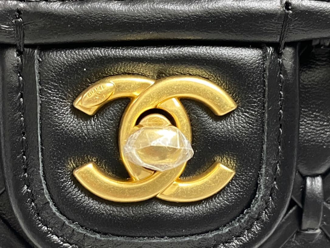Chanel Mini Flap Bag Metallized Braided Calfskin & Gold-Tone Metal  Black AS4797 High