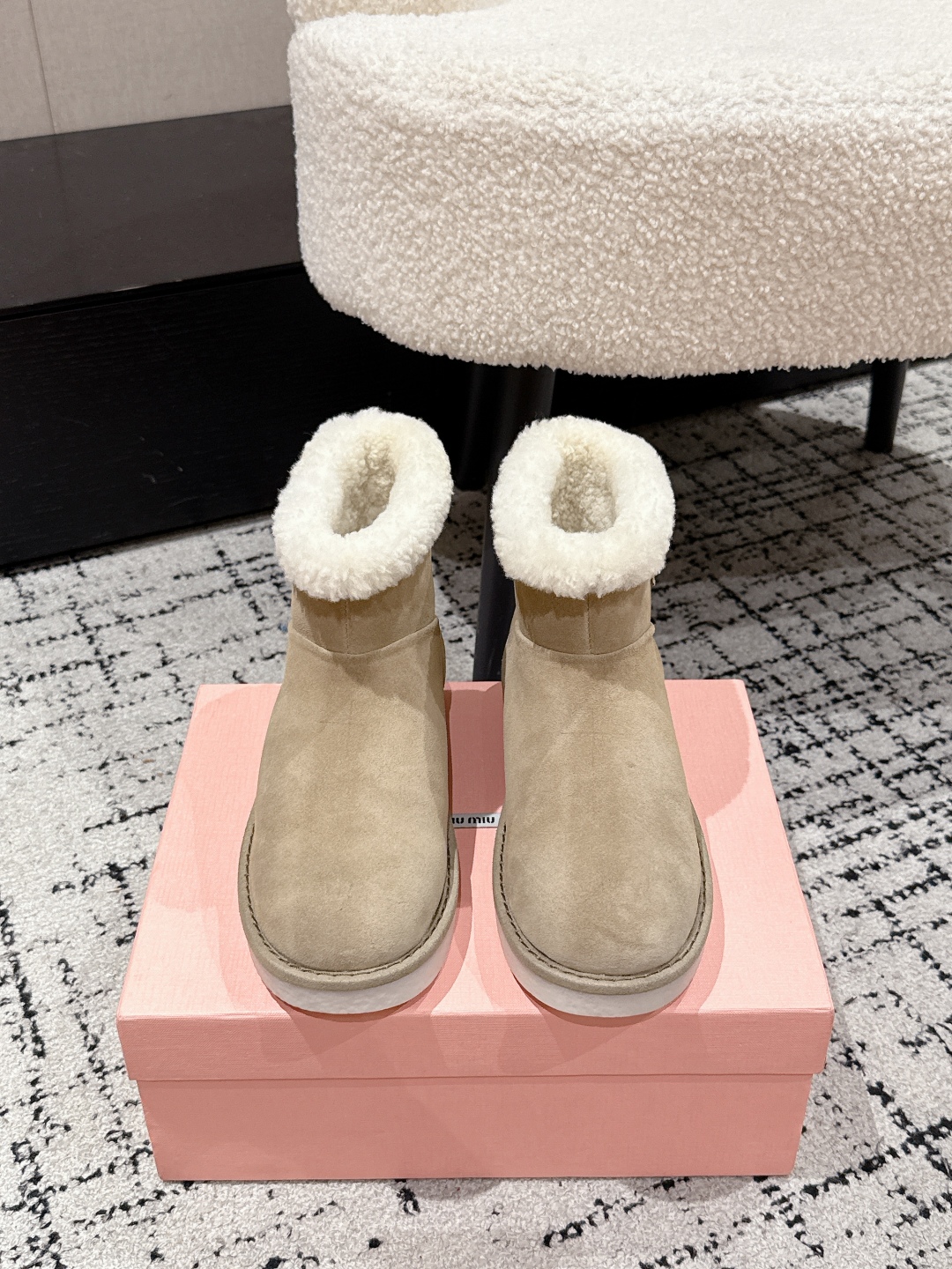 Miu Miu Cappuccino Suede Ankle Boots Women