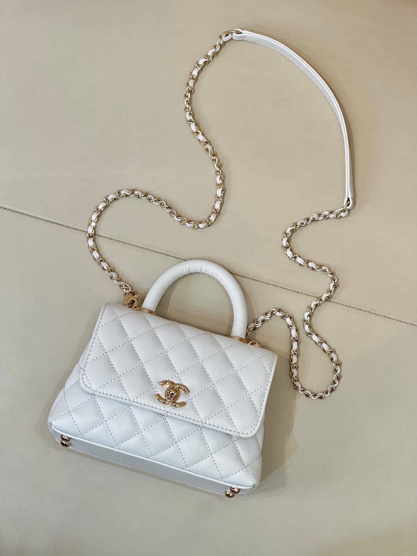 Chanel Mini Flap Bag with Top Handle Grained Calfskin & Gold-Tone Metal AS2215 TOP