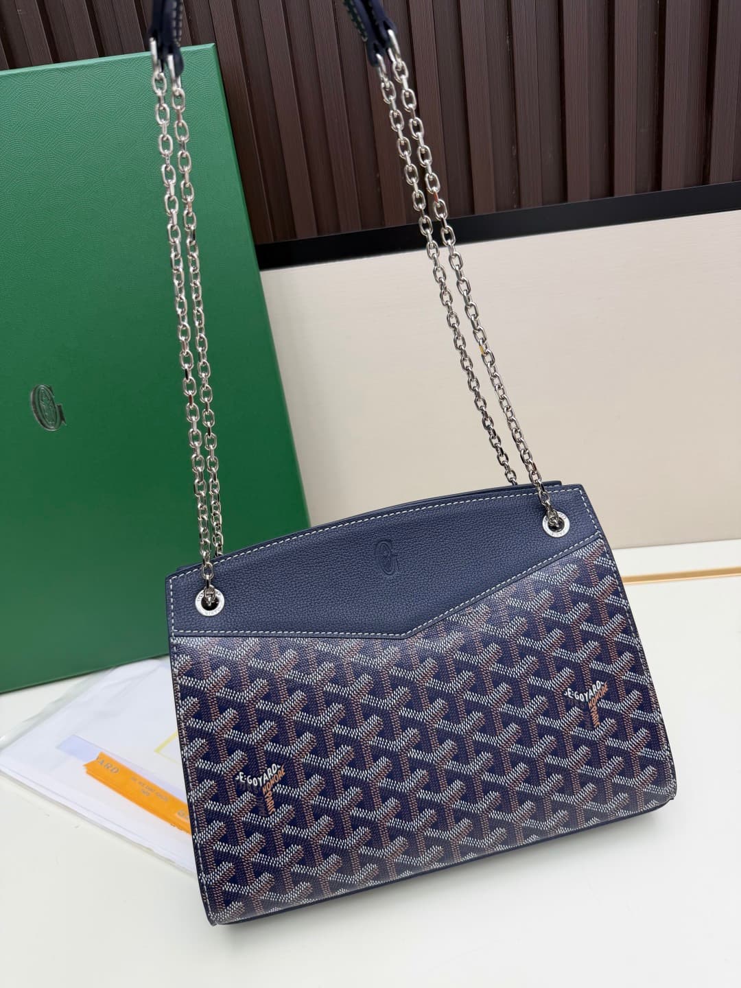 Goyard Rouette Structure bag in Navy Blue Goyardine Canvas High