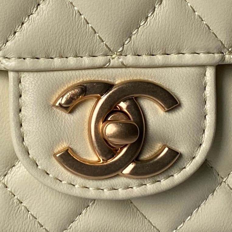 Chanel Small Flap Bag with Top Handle Lambskin& Gold-tone Metal Light Yellow AS5814 A