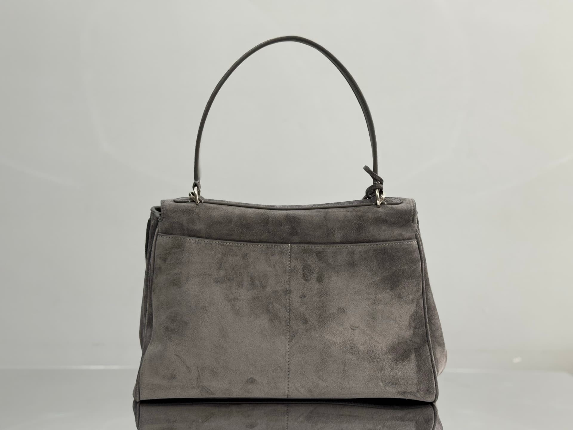 Balenciaga Rodeo Medium Bag in Grey Waxed Suede Calfskin With Silver-Tone Metal TOP