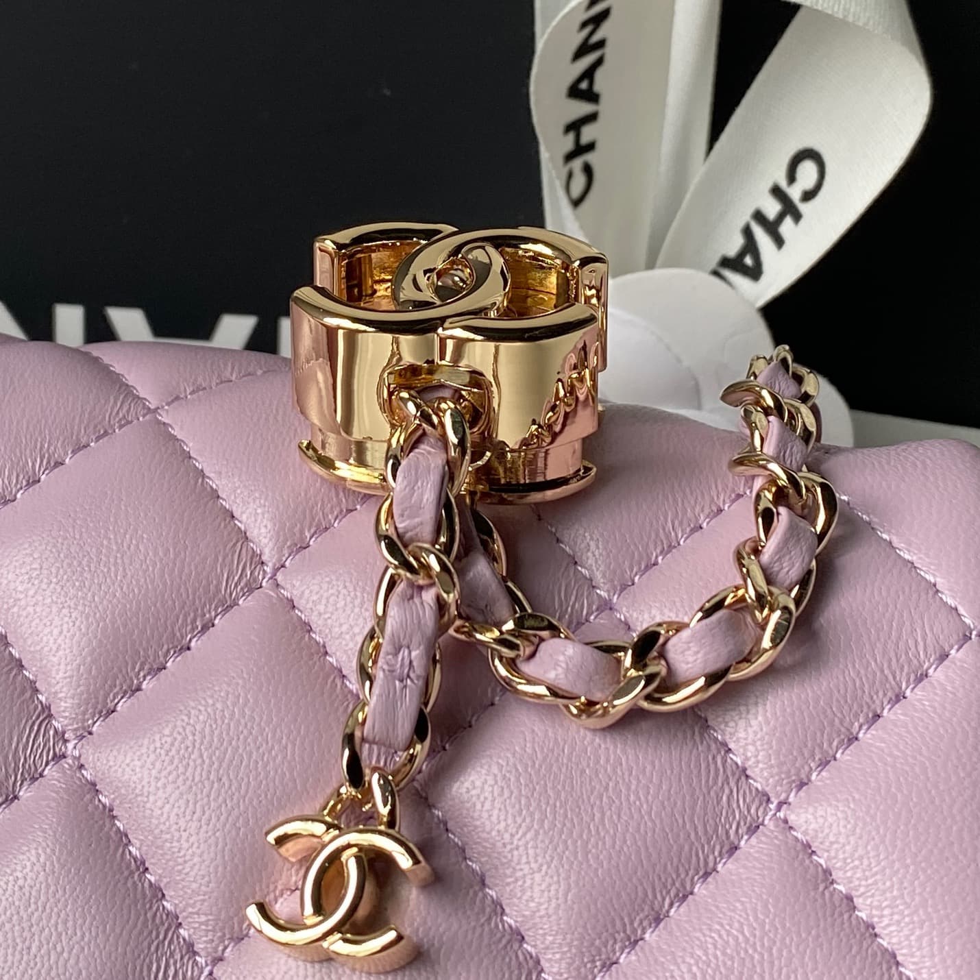 Chanel Mini Classic Flap Bag Lambskin & Gold-Tone Metal AS5758 Light Purple High