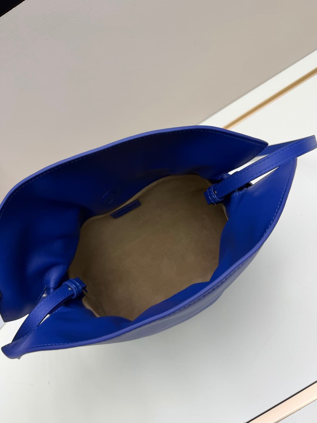 Loewe Small Flamenco Ruched Clutch Bag in Blue Leather High