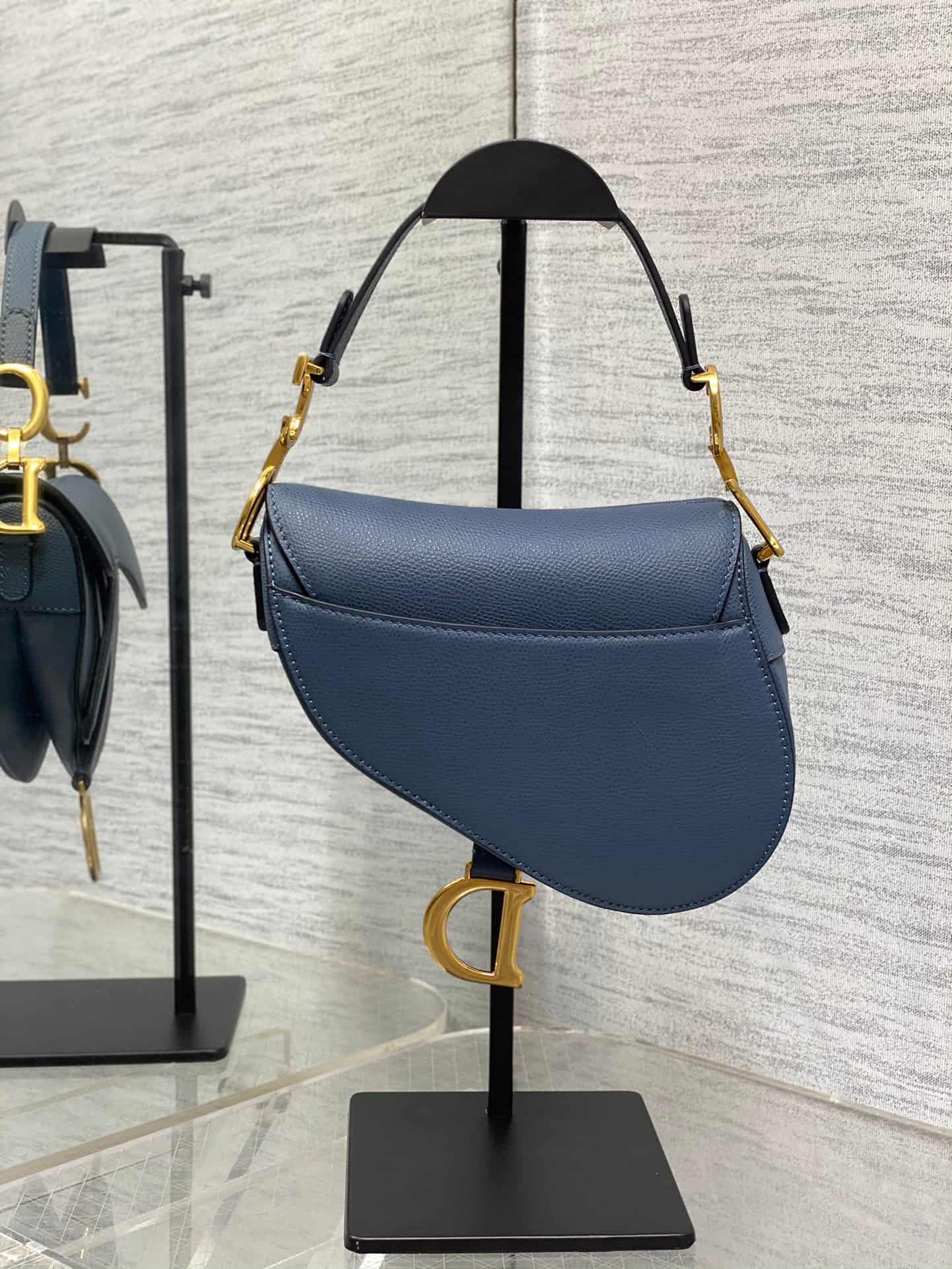 Mini SADDLE BAG Grained Calfskin  Blue High