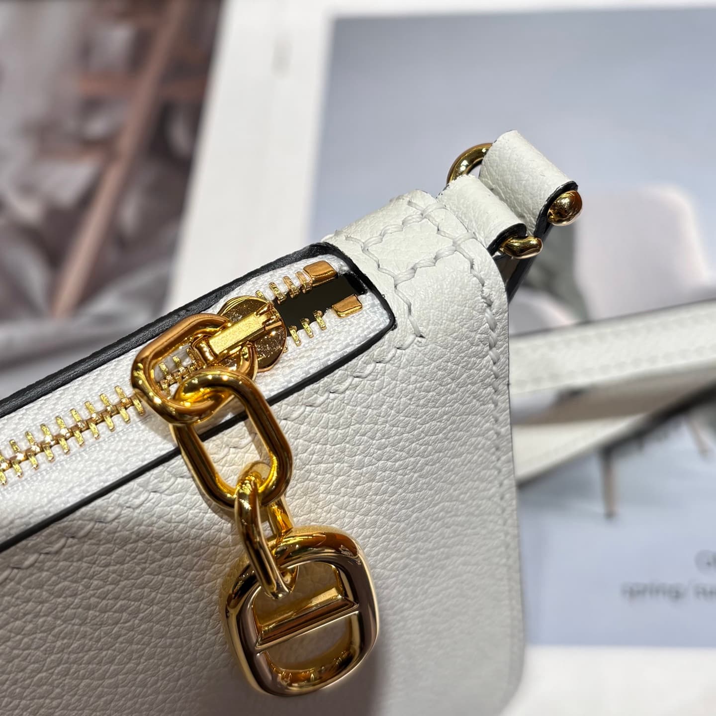 Hermes Zipengo Chaine d'Ancre To Go pouch Evergrain calfskin Blanc WAX High