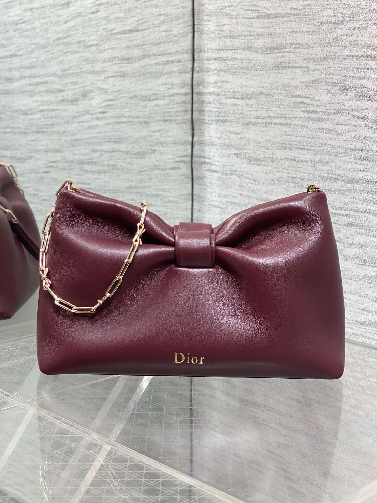 Small Dior Bow Bag Hermitage Red Leather High