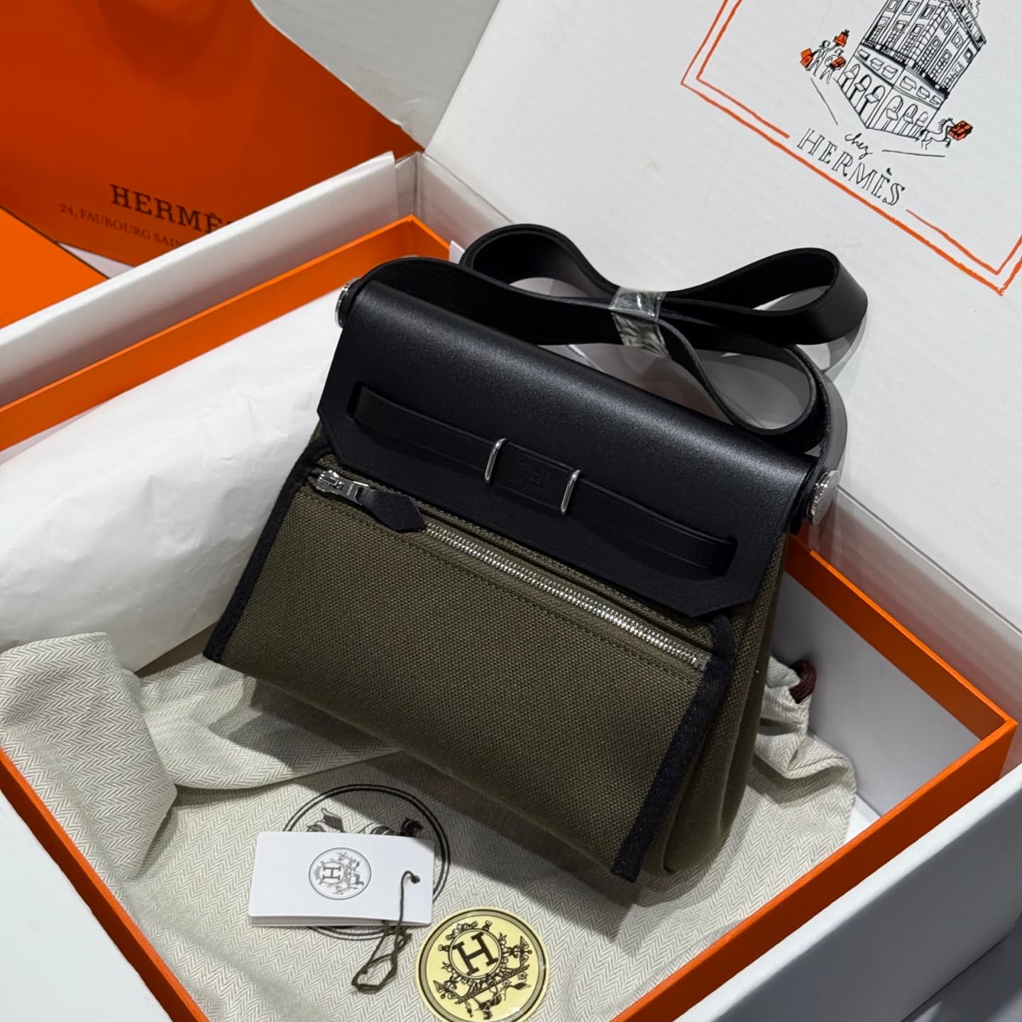 Hermes Herbag Zip Mini 20 bag Canvas and Leather TOP