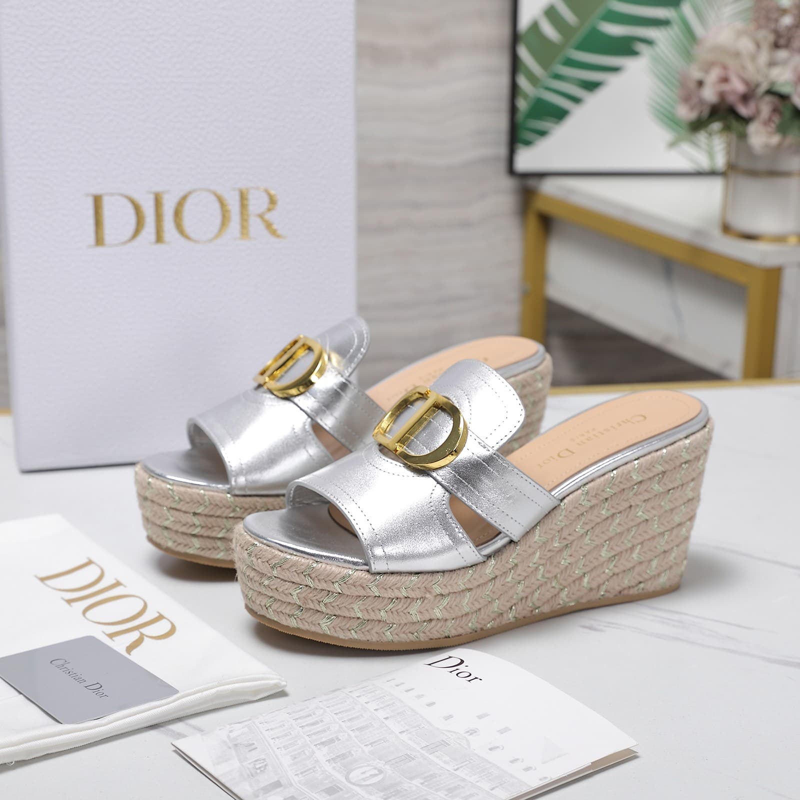 Dior 30 Montaigne Wedge Slide Shoes Women