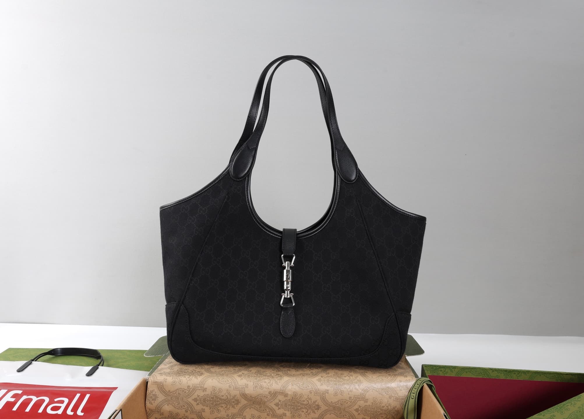 Gucci Mercato medium tote bag Black GG canvas 866645 High
