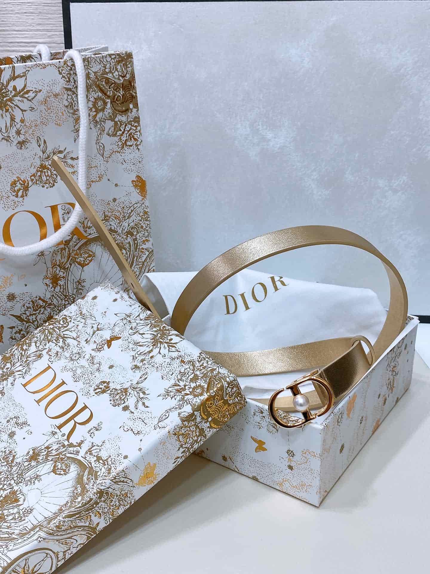 Dior Montaigne Jolie Belt 15/20MM Calfskin Gold/Silver High