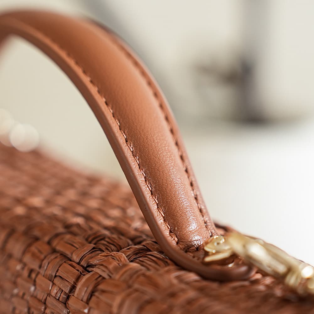 Chanel Classic Vanity with Chain Braided Raffia & Gold-Tone Metal Brown AP4385 A