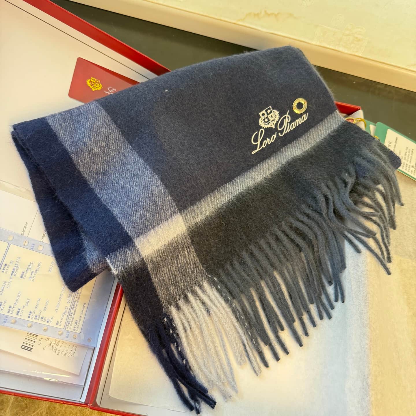 Loro Piana cashmere plaid scarf