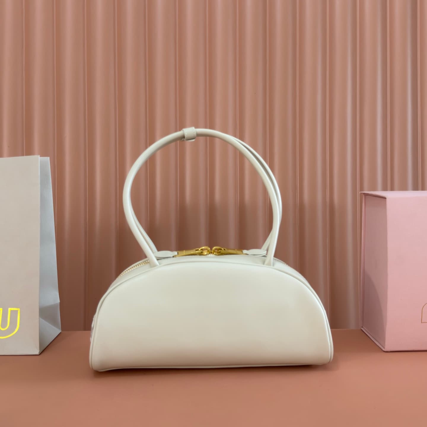 Miu Miu Chalk White Beau Leather Bag 5BB193 TOP
