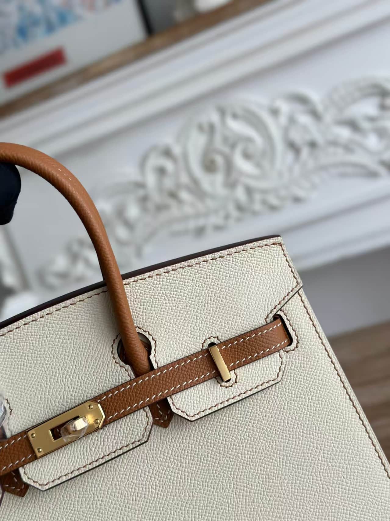 Hermes Birkin 25 Bag Epsom Leather Craie&Gold Metal WAX High Customizing Style