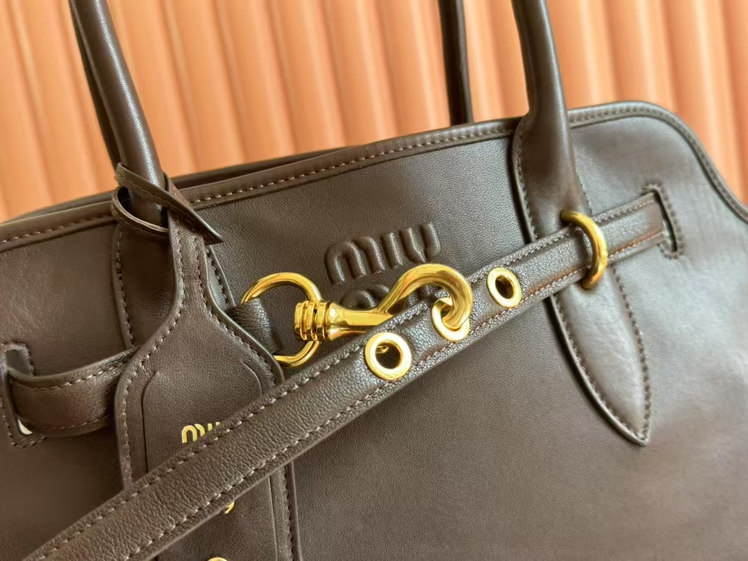 Miu Miu Aventure nappa leather Medium bag in Briarwood Top