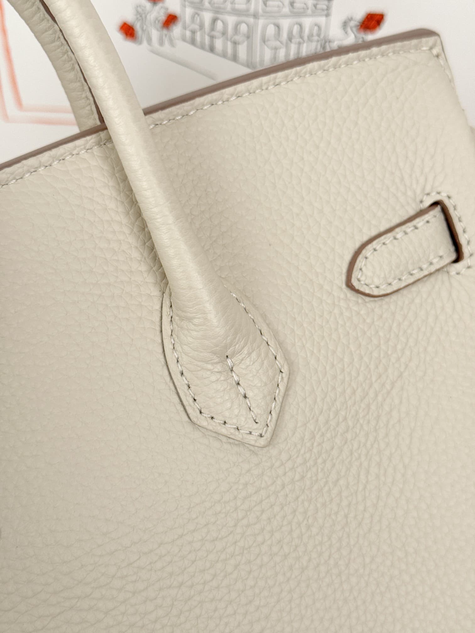 Hermes Birkin 25/30 Bag Togo Calfskin Leather Craie High
