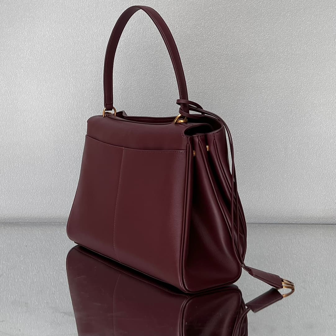 Balenciaga Rodeo Medium Bag in Dark Burgundy Leather With Gold-Tone Metal TOP