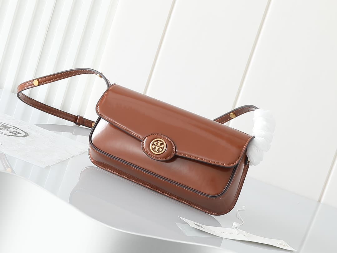 Tory Burch Robinson Spazzolato convertible shoulder bag brown High