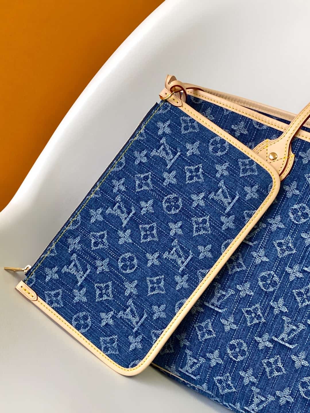 Louis Vuitton Neverfull MM Denim Blue M13192 High