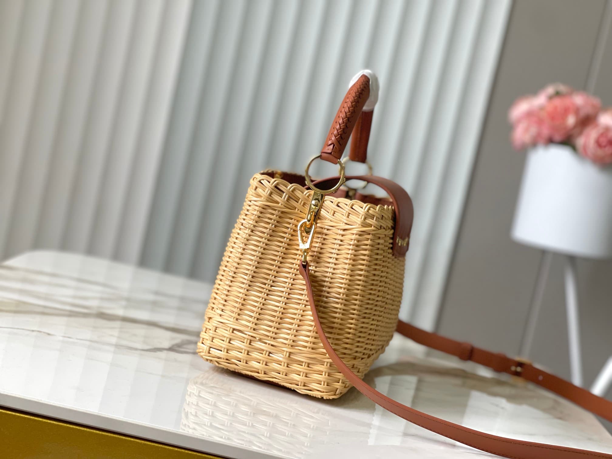 Louis Vuitton Capucines BB Rattan and cowhide leather M26025 Tan Top