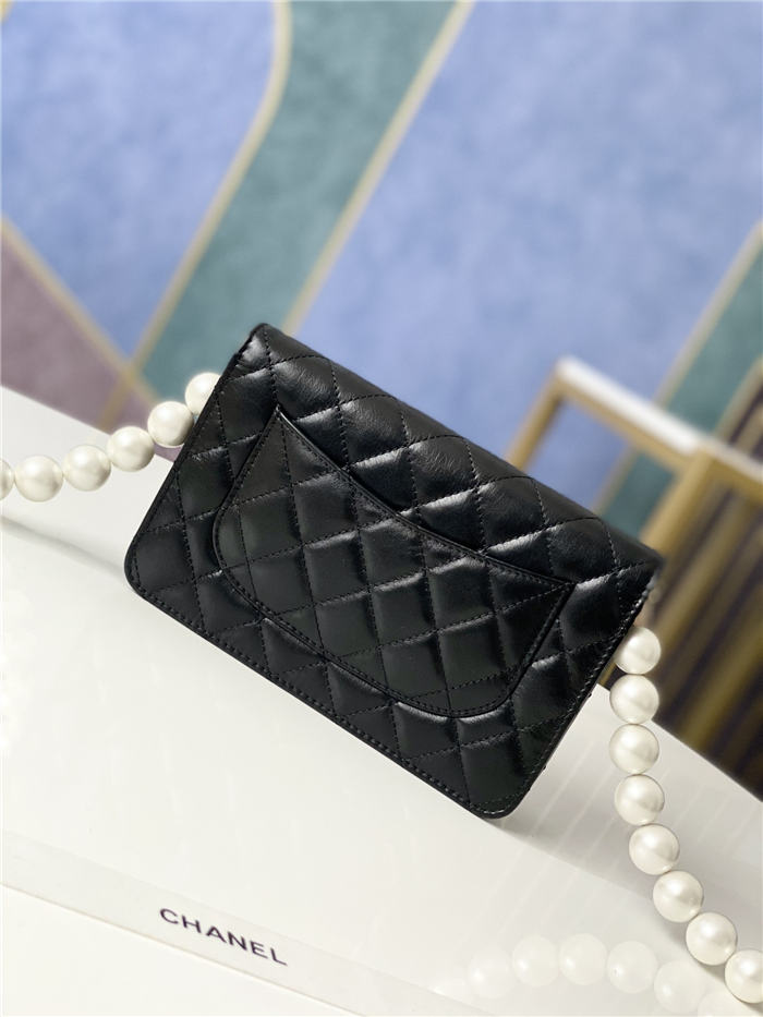 Chanel Wallet on Chain Imitation Pearls Black A