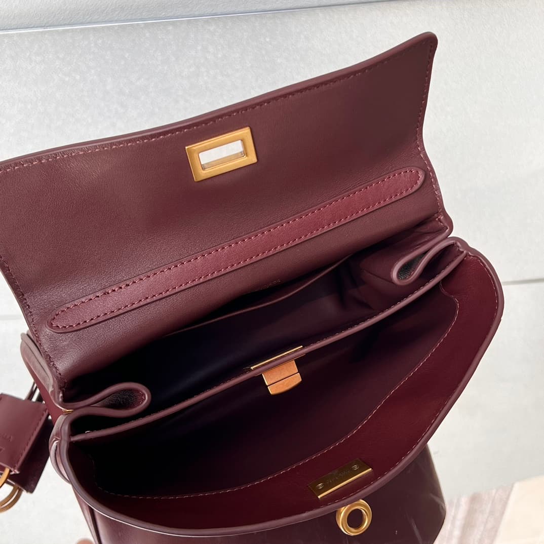 Balenciaga Rodeo Mini Bag in Dark Burgundy Leather With Gold-Tone Metal TOP